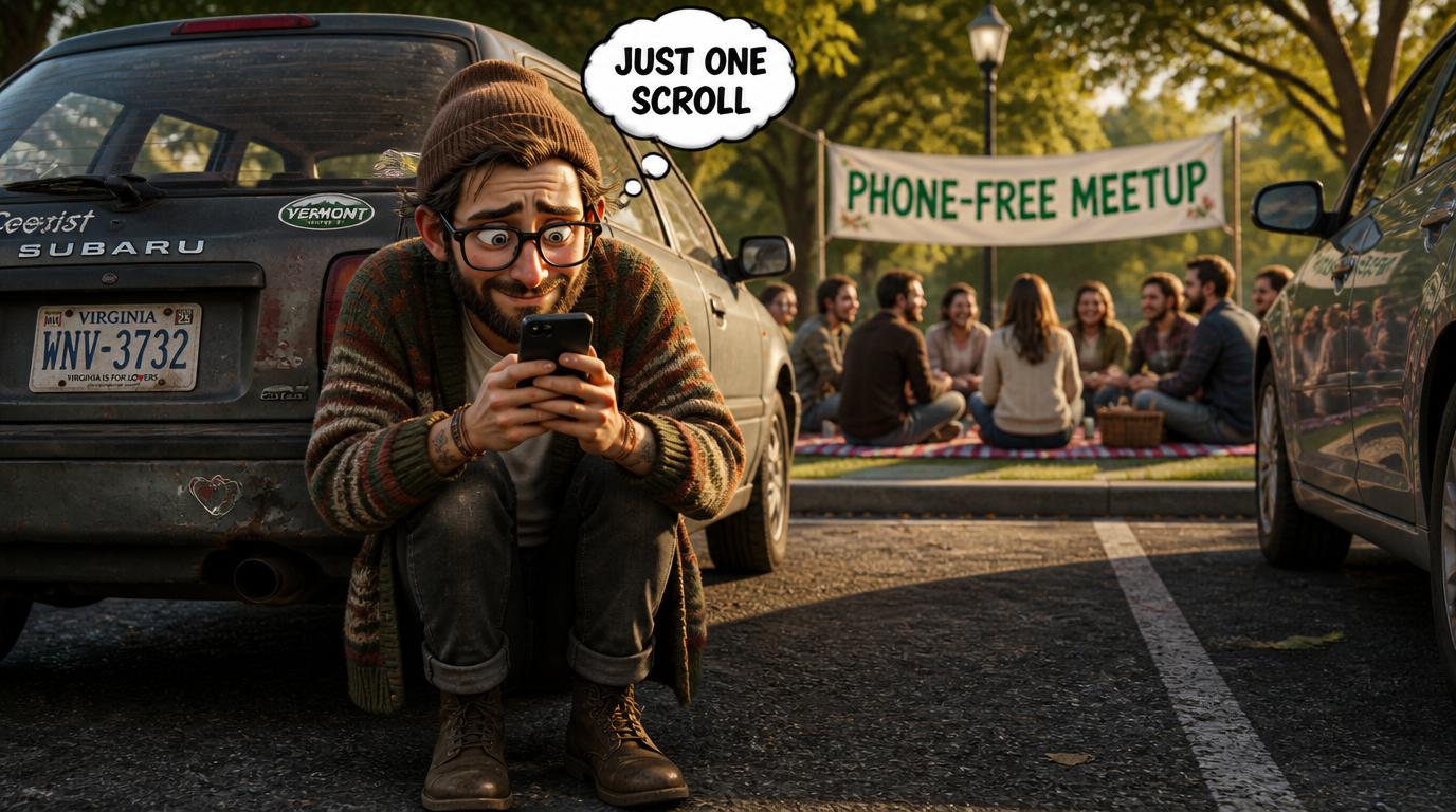 A growing movement is pushing back against smartphone addiction, with groups gathering in cities to put down their devices and reconnect with real life.