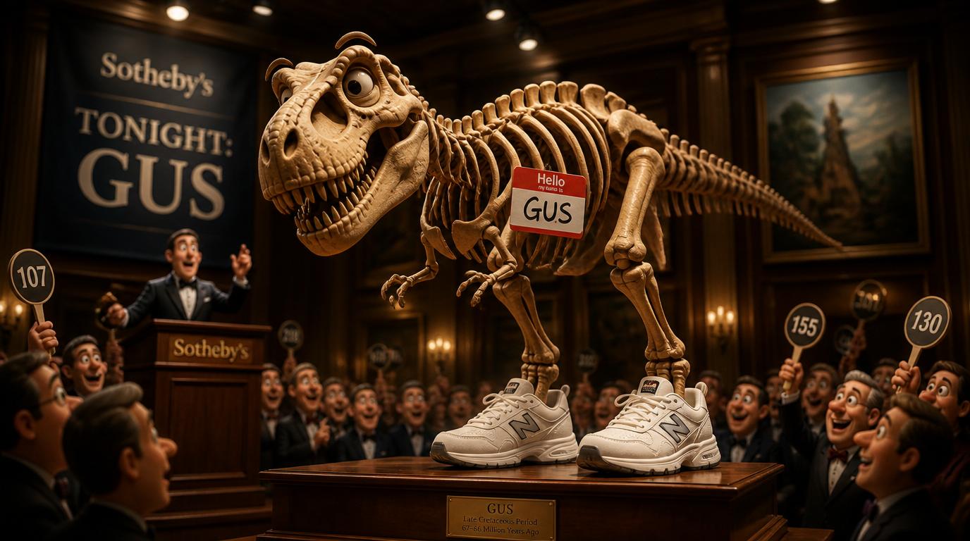 Sotheby's in New York is auctioning a T. rex named Gus for an estimated $20 to $30 million, the highest ever for a dinosaur.