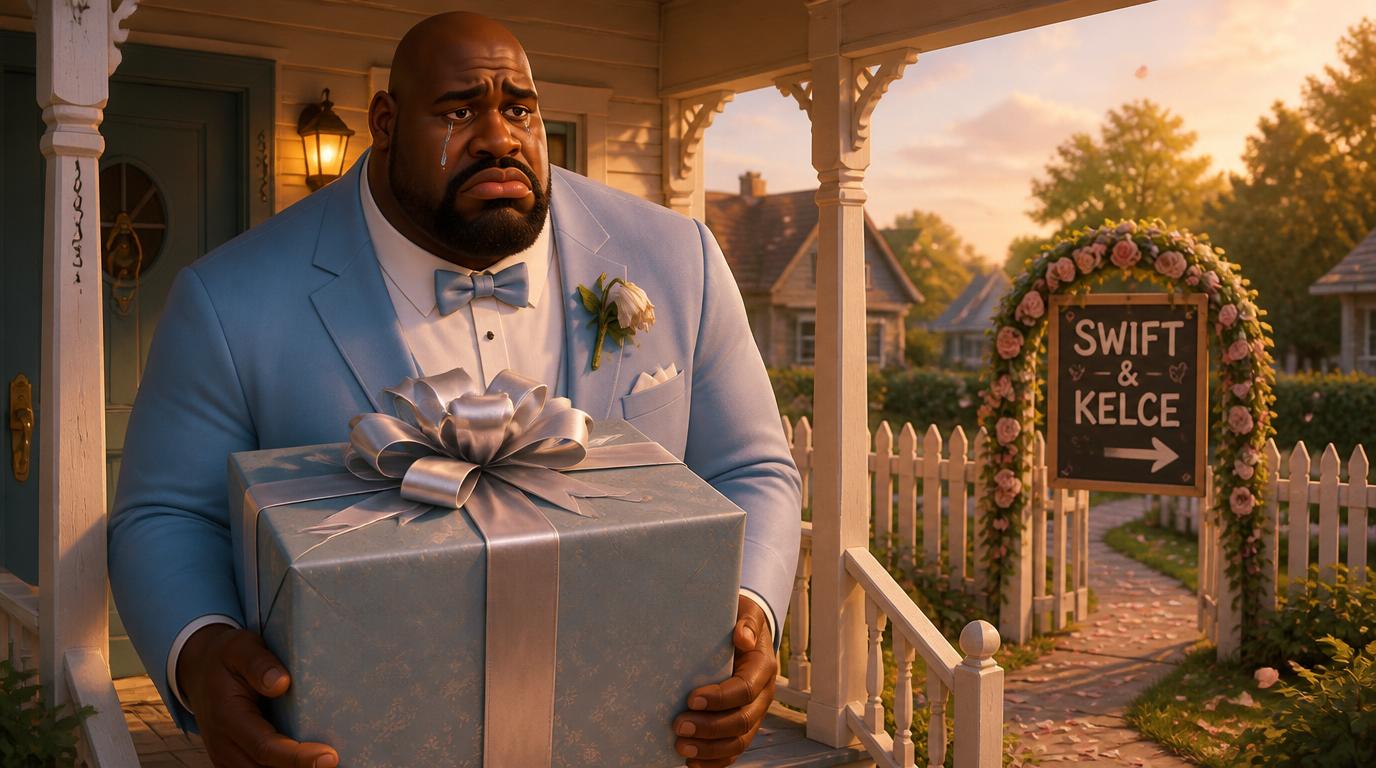 Shaquille O'Neal joked that he wasn't invited to Taylor Swift and Travis Kelce's wedding, but he still wished the newlyweds well.