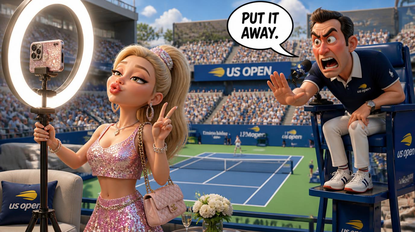A US Open umpire had to pause Naomi Osaka's match to scold influencers in a luxury suite who were filming content with a ring light