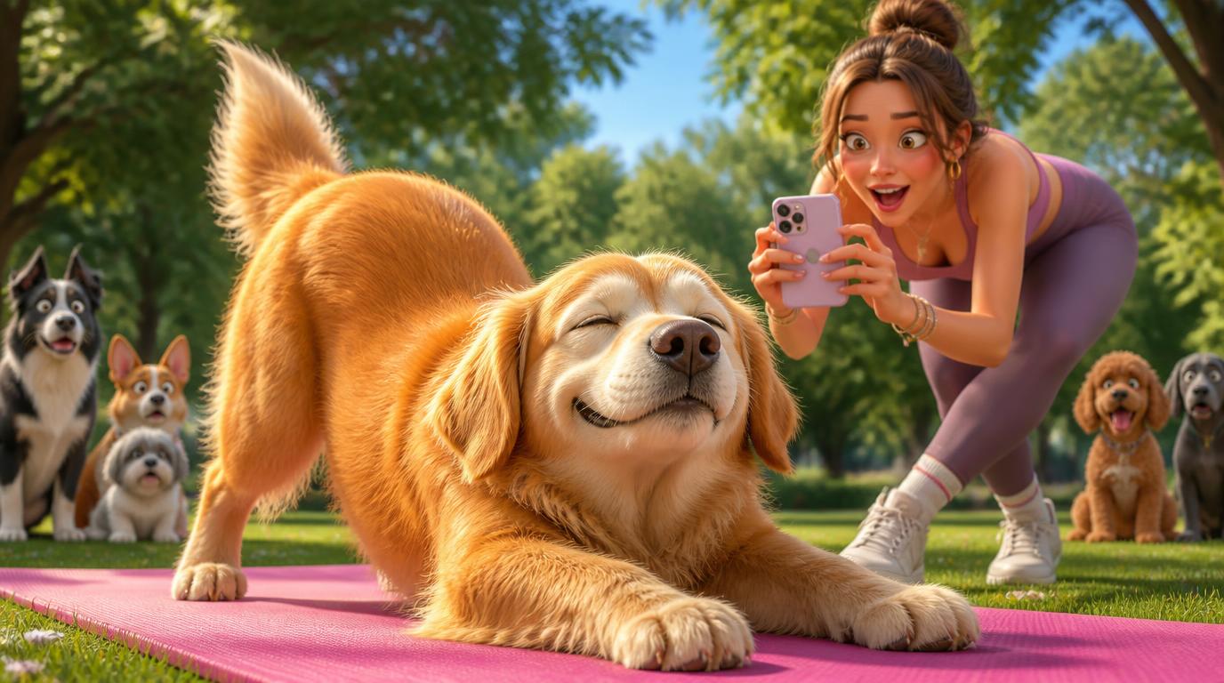 A 15-year-old Golden Retriever has nearly regained full mobility after his owner, a Pilates instructor, started doing Pilates with him every day